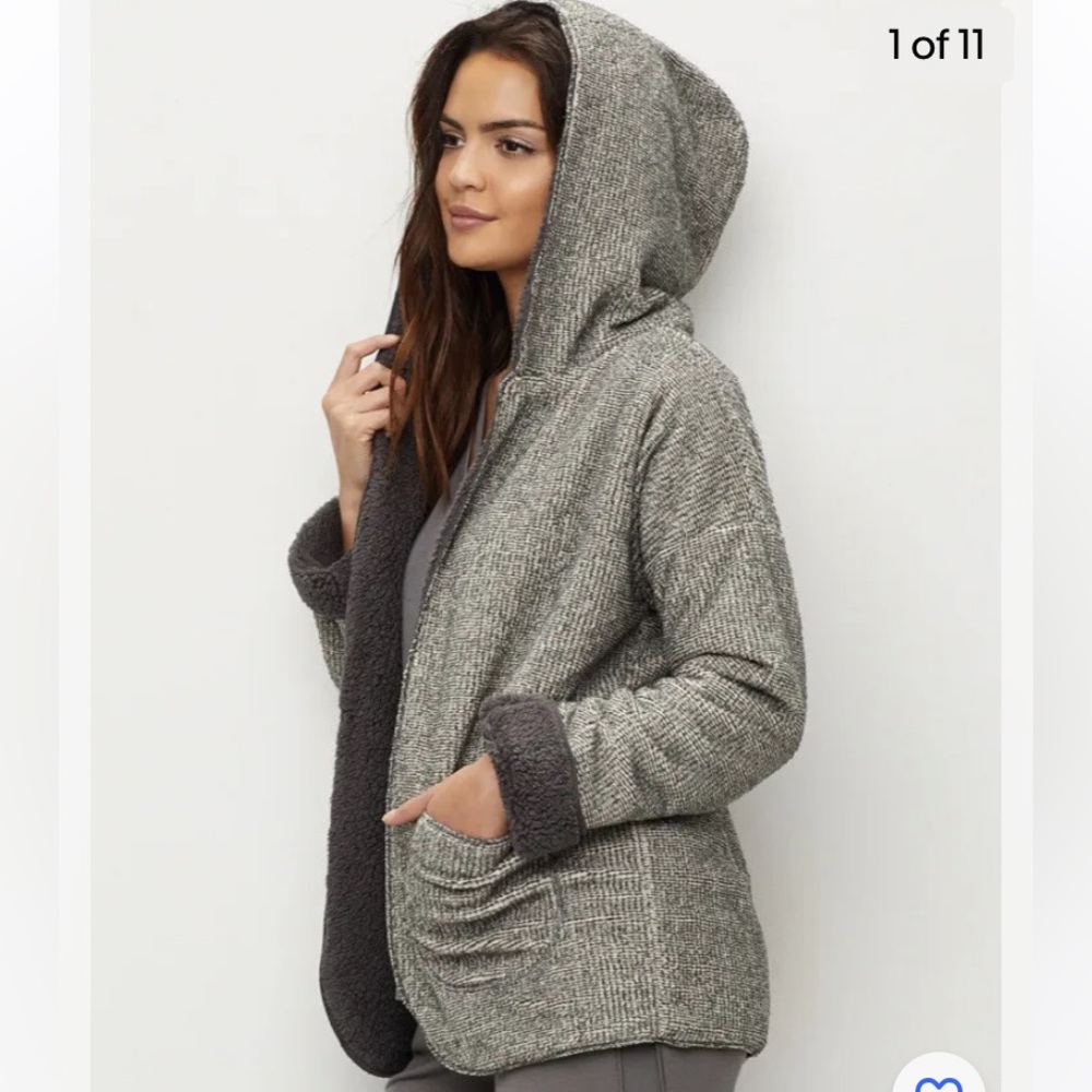 PJ Salvage Cozy Soft Two Tone Plush Sherpa Cardigan NEW Large